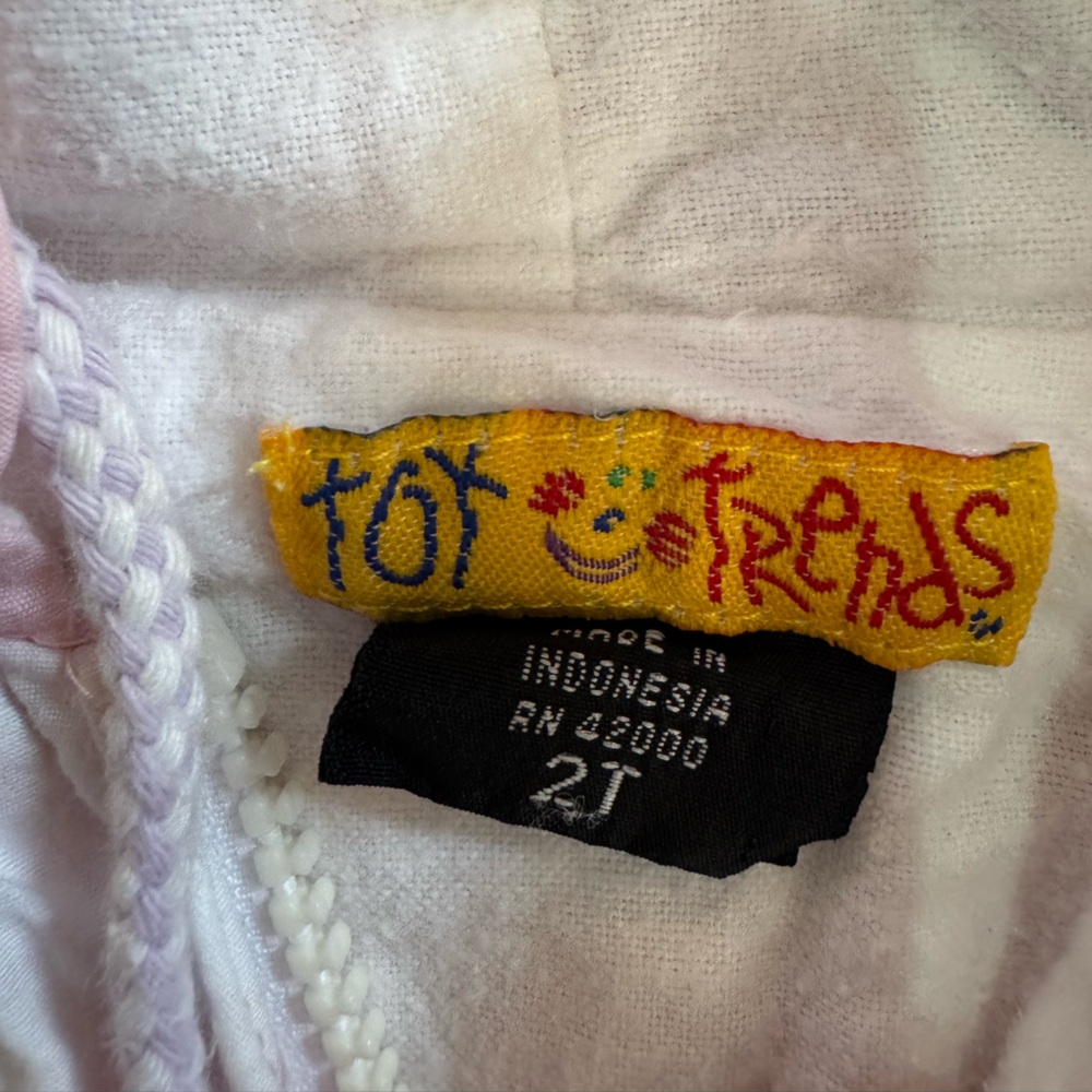Vintage flower embroidered pink windbreaker with hood 2T - Picture 3 of 8
